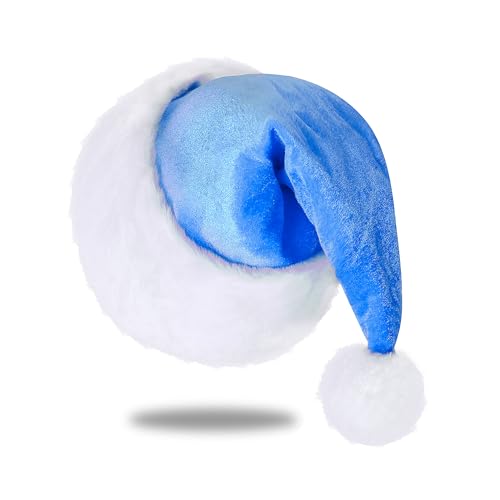 Santa Hat, Santa Hats for Adults, Unisex Velvet Comfort Green Christmas Hat Hats Extra Thicken Classic Plush for Christmas New Year Festive Holiday Party Supplies
