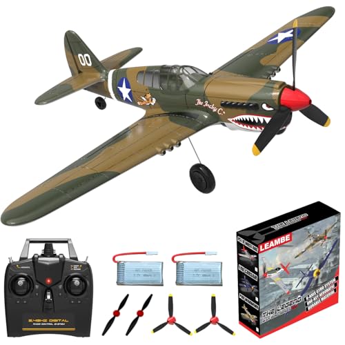 LEAMBE RC Plane 4 Channel Remote Control Airplane - Ready to Fly P-40 Warhawk RC Airplane for Beginners Adult with Xpilot Stabilization System & One Key Aerobatic
