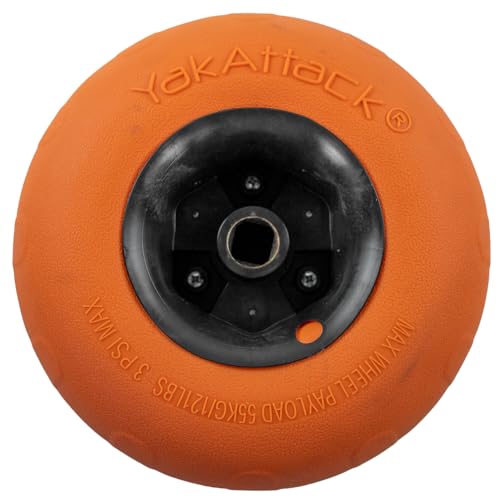 YakAttack TowNStow Kayak Cart Air-Filled Balloon Sand Tire for Non-hardpack Ground Surfaces, Orange/Black - Single Pack (TNS-1005) | Kayak Fishing Accessories