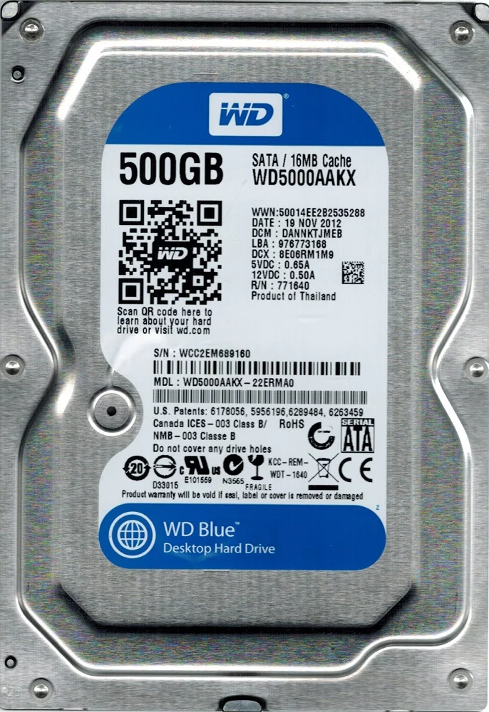Western Digital WD5000AAKX-22ERMA0 500GB DCM: DANNKTJMEB
