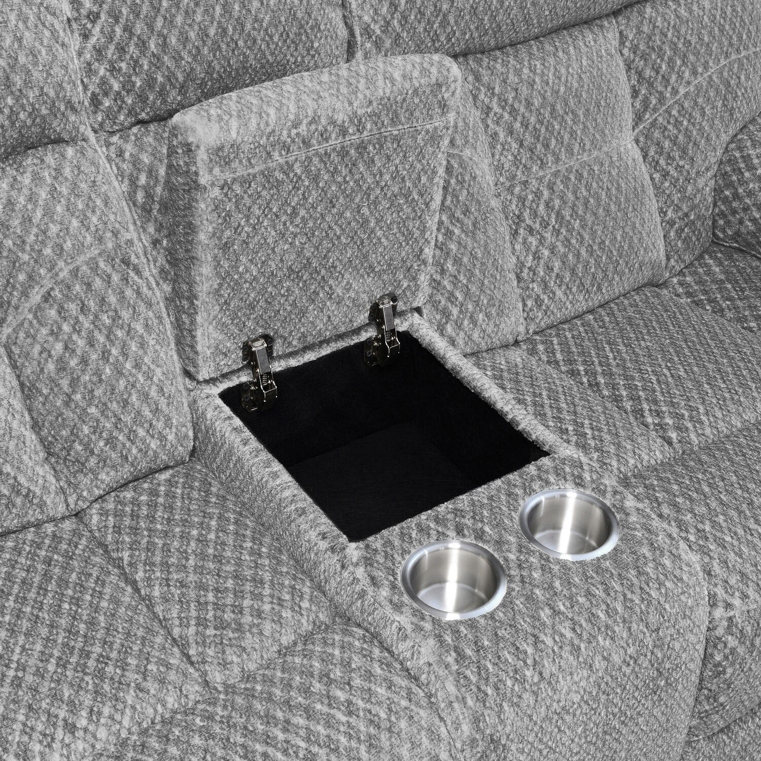 BenJara Charl 76 Inch Powered Dual Recliner Loveseat, Tufted Backrests, Light Gray