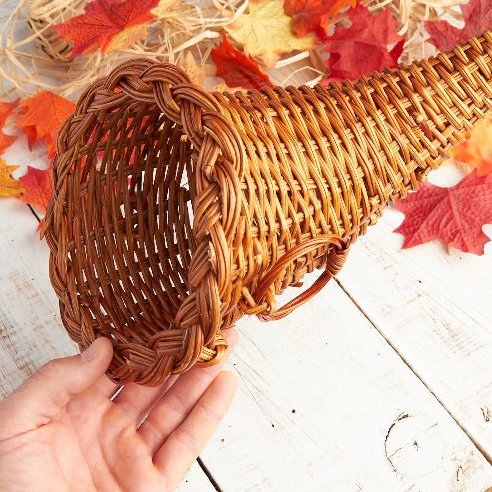 Factory Direct Craft Thanksgiving Cornucopia Horn of Plenty Wicker Basket