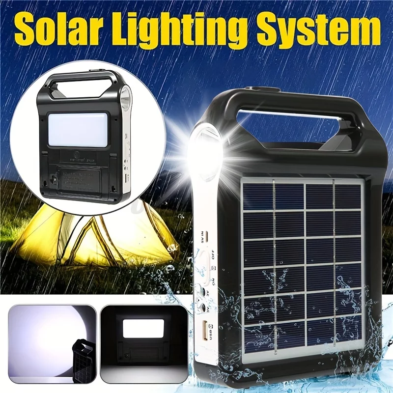 1pc Portable 6V Rechargeable Solar Panel Power Storage Generator System USB Charger With Lamp Lighting Home Solar Energy System Kit