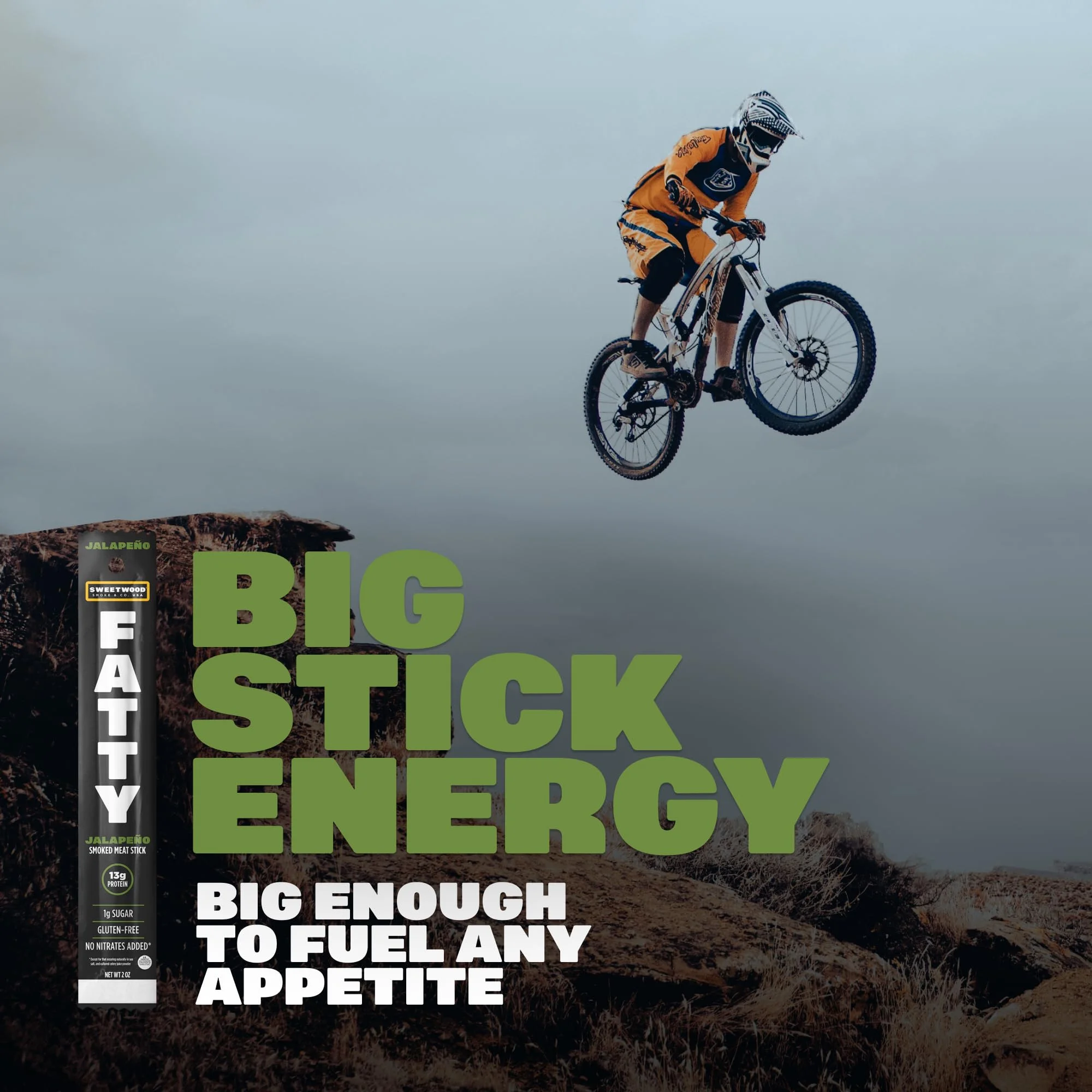 FATTY Meat Sticks, Grass-Fed Beef, High Protein Snack, Camping, Sports, Road Trip, Low Carb, Gluten Free, MSG Free, Nitrate Free, Jalapeno Flavor, 2 Ounce (Pack of 20)