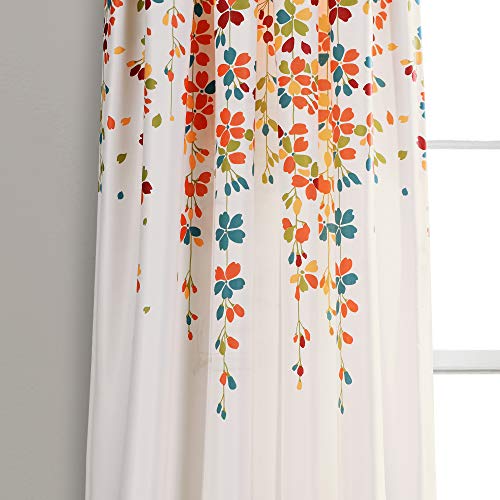 Lush Decor Weeping Flower Light Filtering Window Curtain Panels, Pair, 52