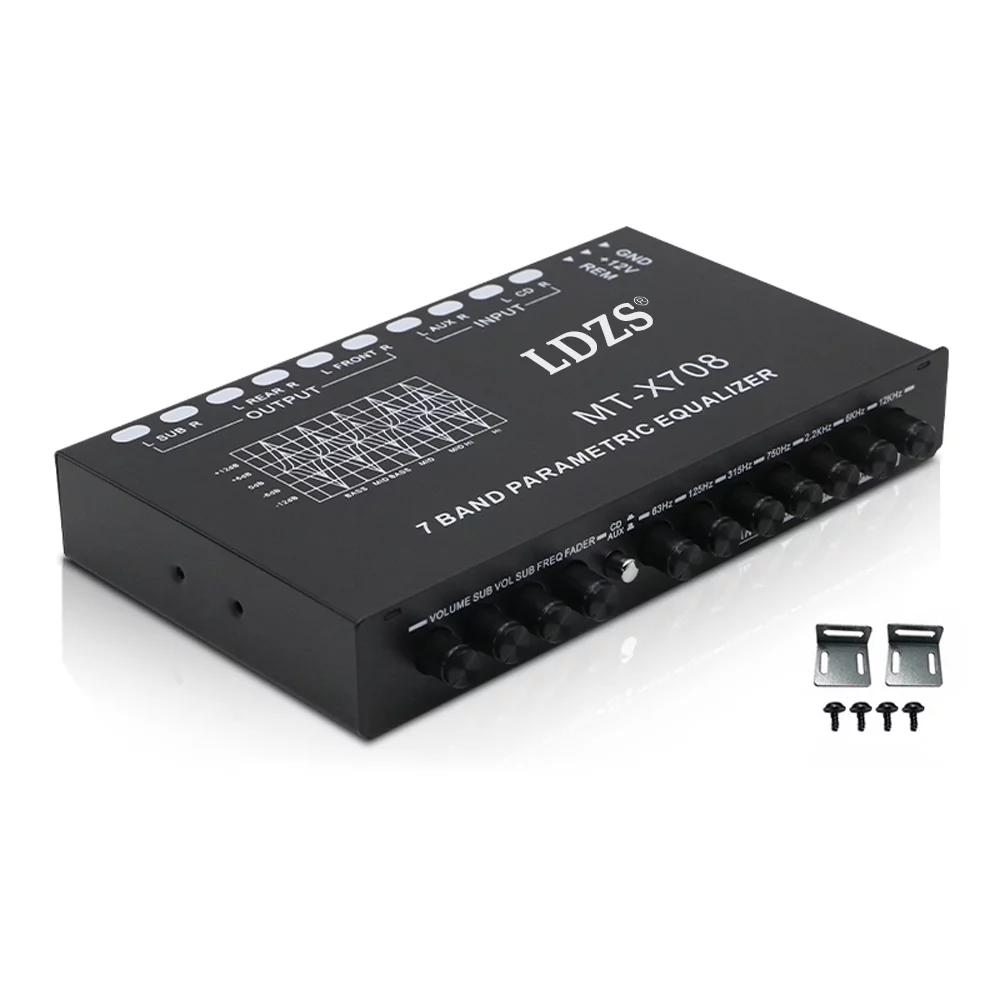 Htovila Professional 7 Band Car Equalizer Multifunctional Car Audio EQ Tuning Crossover Parametric Equalizer Car Audio Equalizer