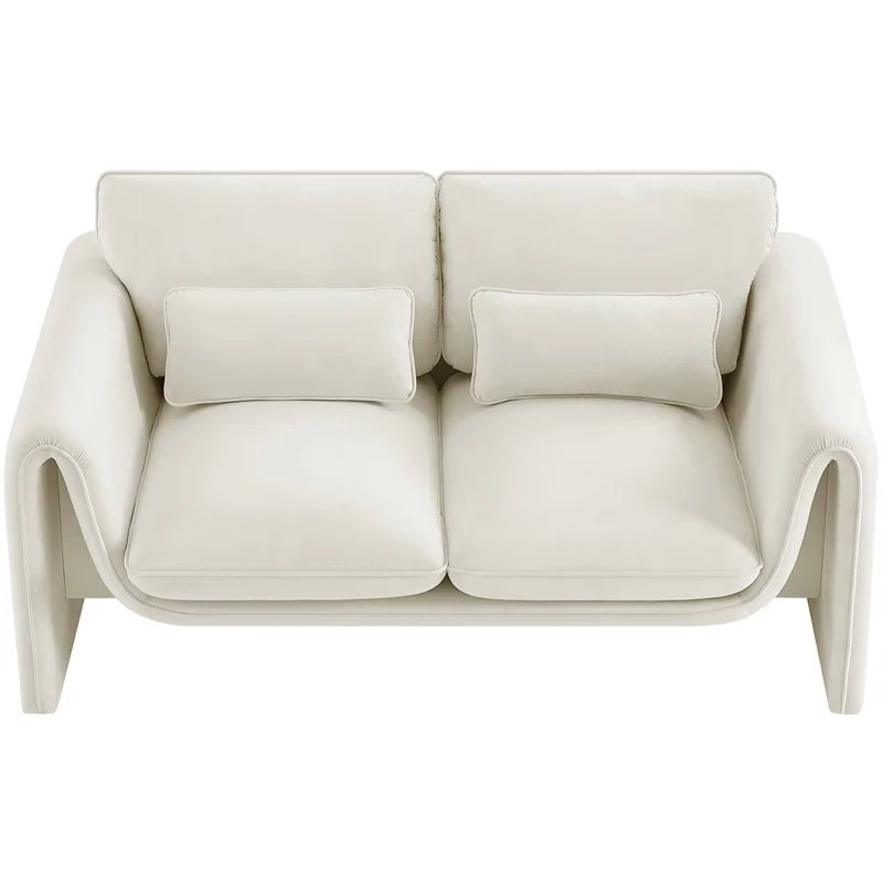Meridian Furniture Sloan Cream Velvet Fabric Loveseat