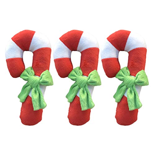 Amosfun 3pcs Pet Dog Plush Toys Candy Cane Squeaky Toys Dog Christmas Toys Interactive Toys Christmas for Puppy
