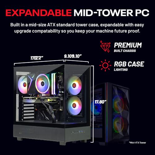 Skytech Gaming Azure 3 Desktop PC, Ryzen 5 9600X 3.9 Ghz (5.4GHz Turbo), NVIDIA RTX 5060 Ti 16GB, 1TB Gen4 NVMe SSD, 16GB DDR5 RAM 5200, 650W Gold PSU, Wi-Fi, Win 11