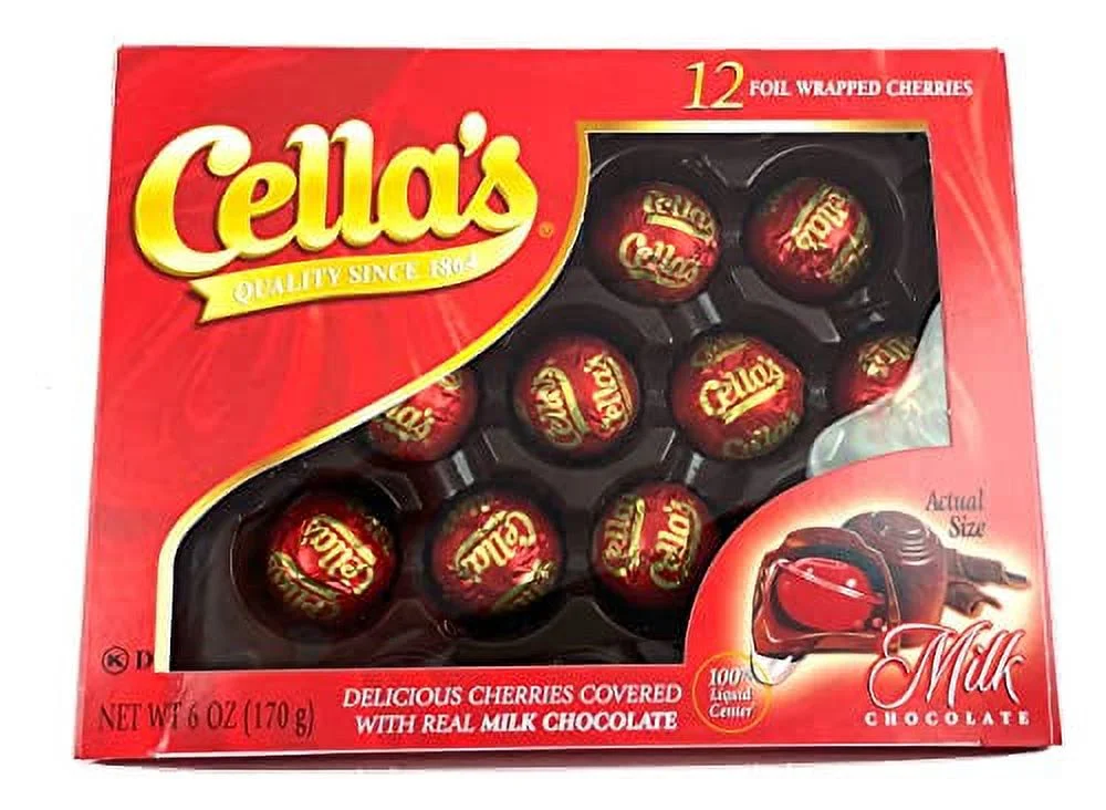 Cella's Milk Chocolate Covered Cherries, 6 oz Packages in a BlackTie Box (Pack of 2)