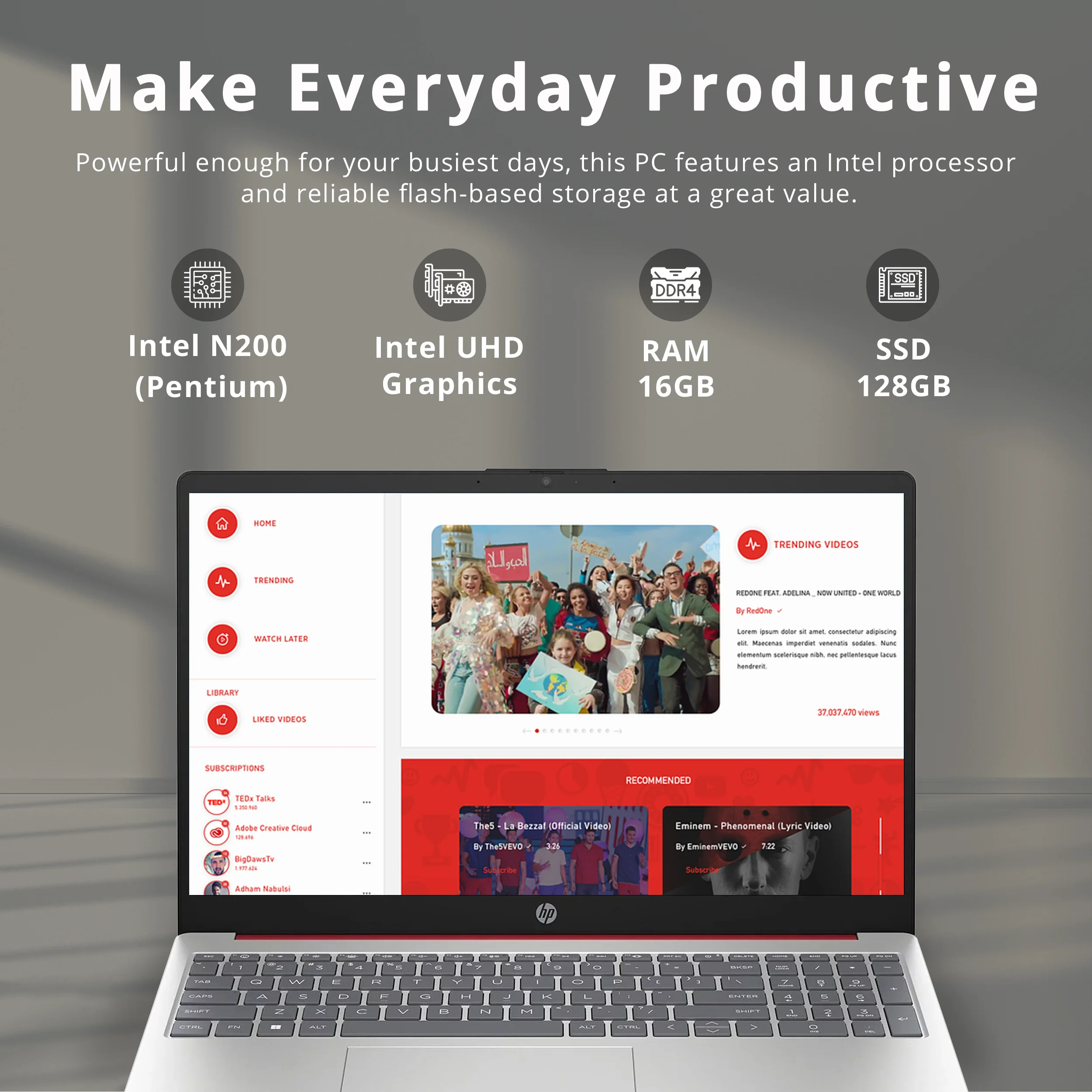 HP 15.6 Business Laptop with Intel Pentium and 16GB RAM