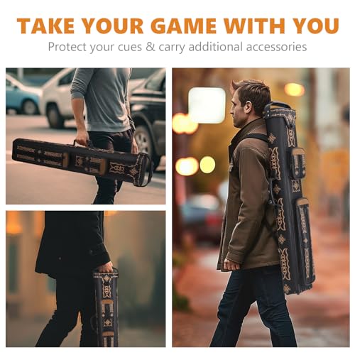 3x5 Hard Pool Cue Case 3B5S Billiard Stick Carrying Cue Case Leatherette Embroidery Design