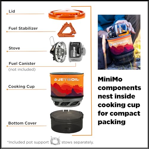 Jetboil MiniMo Camping and Backpacking Stove Cooking System with Adjustable Heat Control