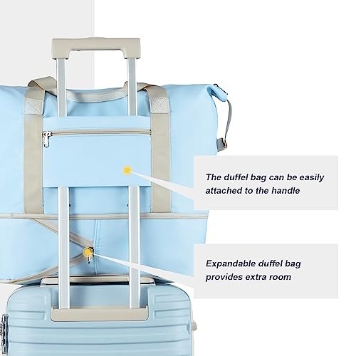 Joyway Carry On Luggage 20 Inch Expandable Suitcase with Spinner Wheel, 4 Piece Hard Shell Luggage Set with TSA Lock(White brown)