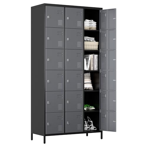 Aobabo 9 Doors Steel Storage Locker Cabinet for Employees, Metal Locker for School Office Gym Bedroom, Industrial Storage, Black, Assembly Required