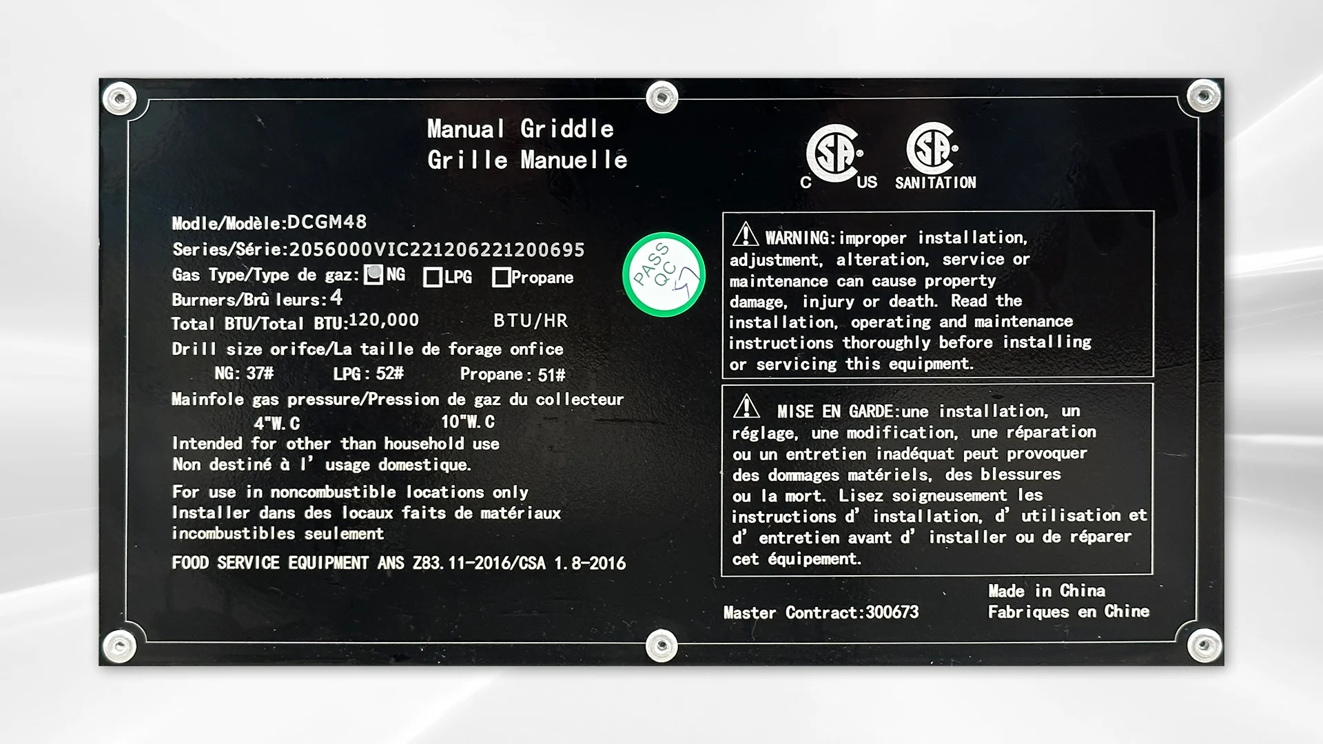 48 INCH Gas Griddle Flat Top Grill stove propane LP natural gas CD-MG48 NSF