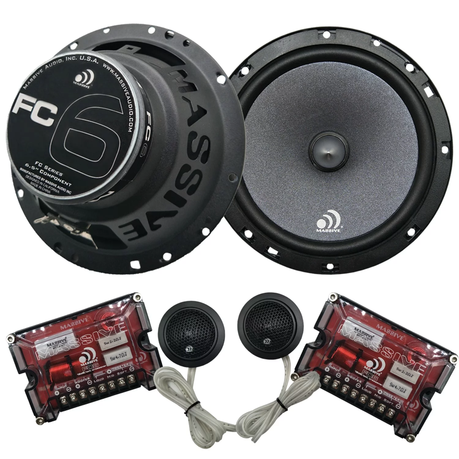 Massive Audio FC6 FC Series 6.5-Inch 150-Watt-RMS 2-Way Component Kit Speakers