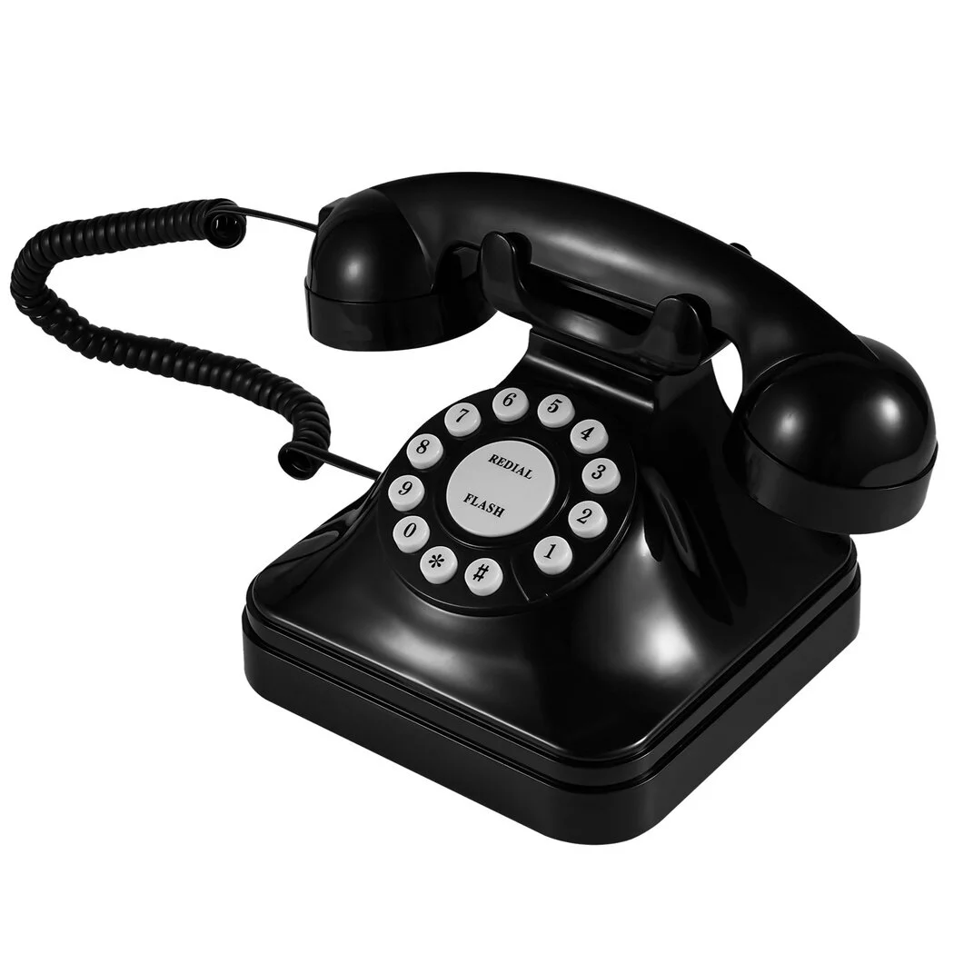 Corded Landline Telephone, Crystal Clear Sound Vintage Landline Phone with Redial Function, Simple Push-Button Operation, Old Fashioned Desk Telephone for Home, Office, Hotel, Black
