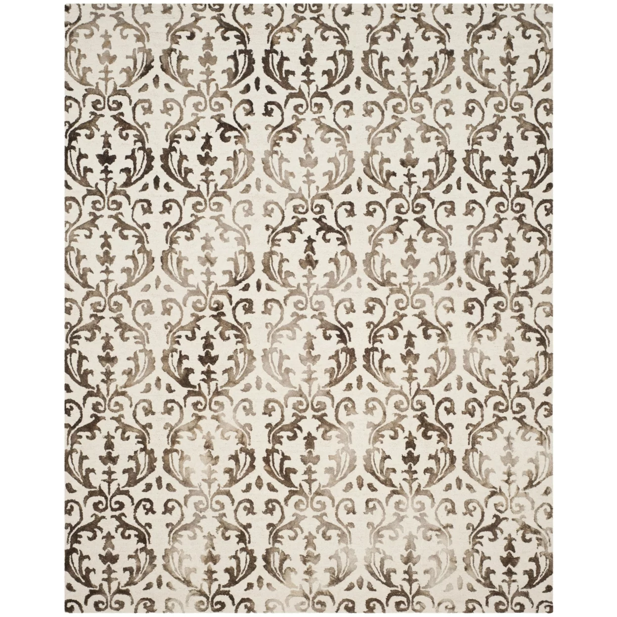 SAFAVIEH Dip Dye Ernest Overdyed Floral Area Rug, Ivory/Chocolate, 8' x 10'
