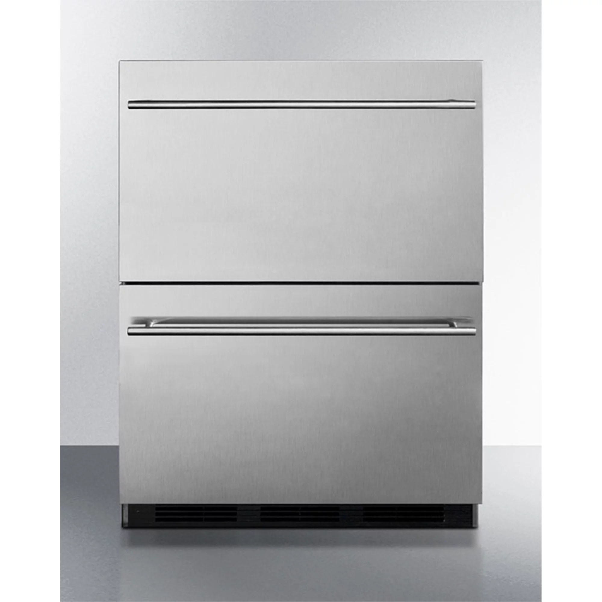 Commercially approved two-drawer auto defrost all-refrigerator in full stainless steel for built-in or freestanding use