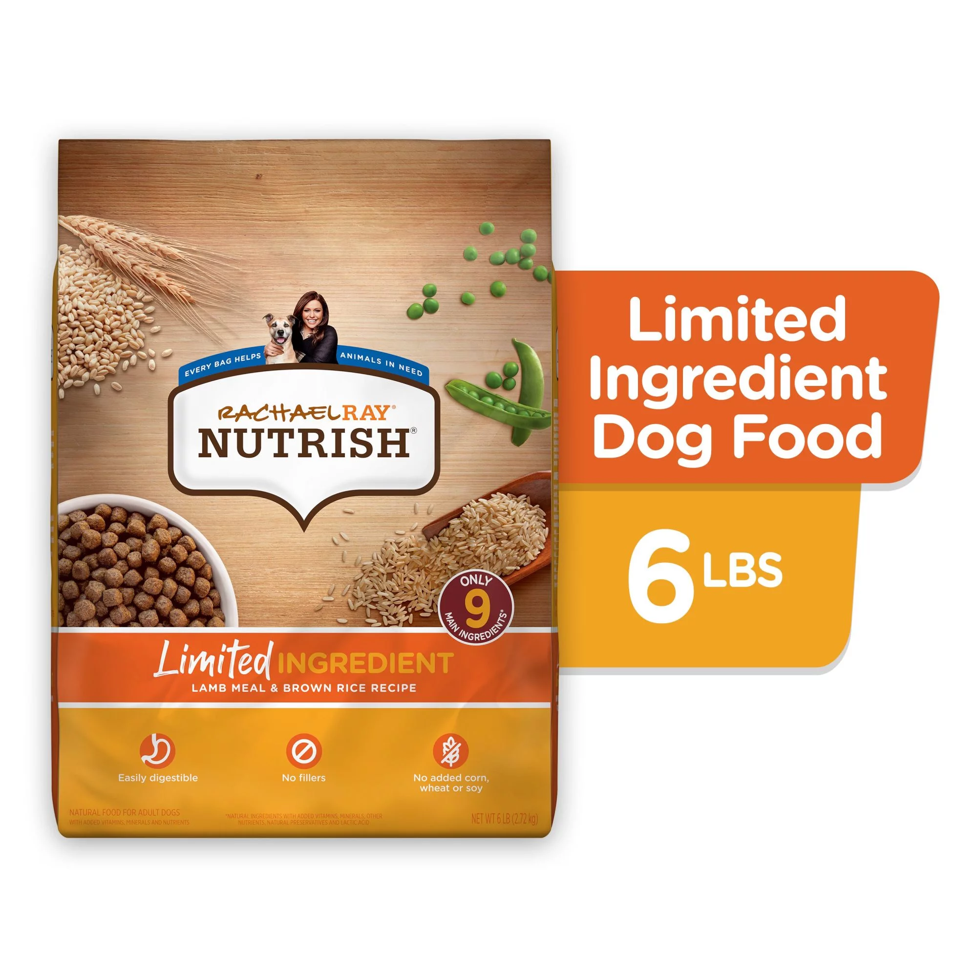 Rachael Ray Nutrish Limited Ingredient Dog Food, Lamb Meal & Brown Rice Recipe, 6 lb. Bag