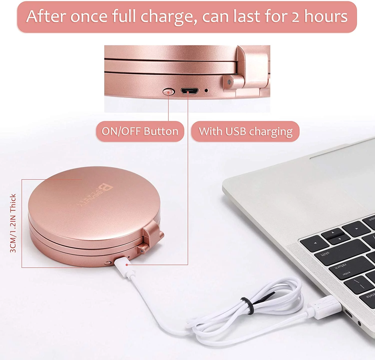 Lighted Compact Mirror with Magnification,1X 5X 20X,4