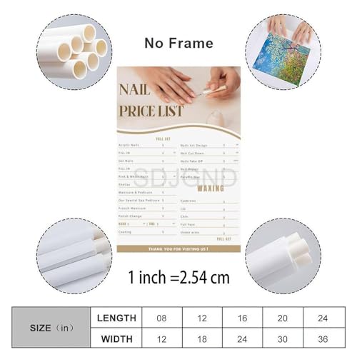 DFRRYAR Hair Salon Nail Salon Price List Styling Shop Price List Poster (1) Canvas Painting Posters And Prints Wall Art for Living Room Bedroom Decor 08x12inch(20x30cm), Frame-style