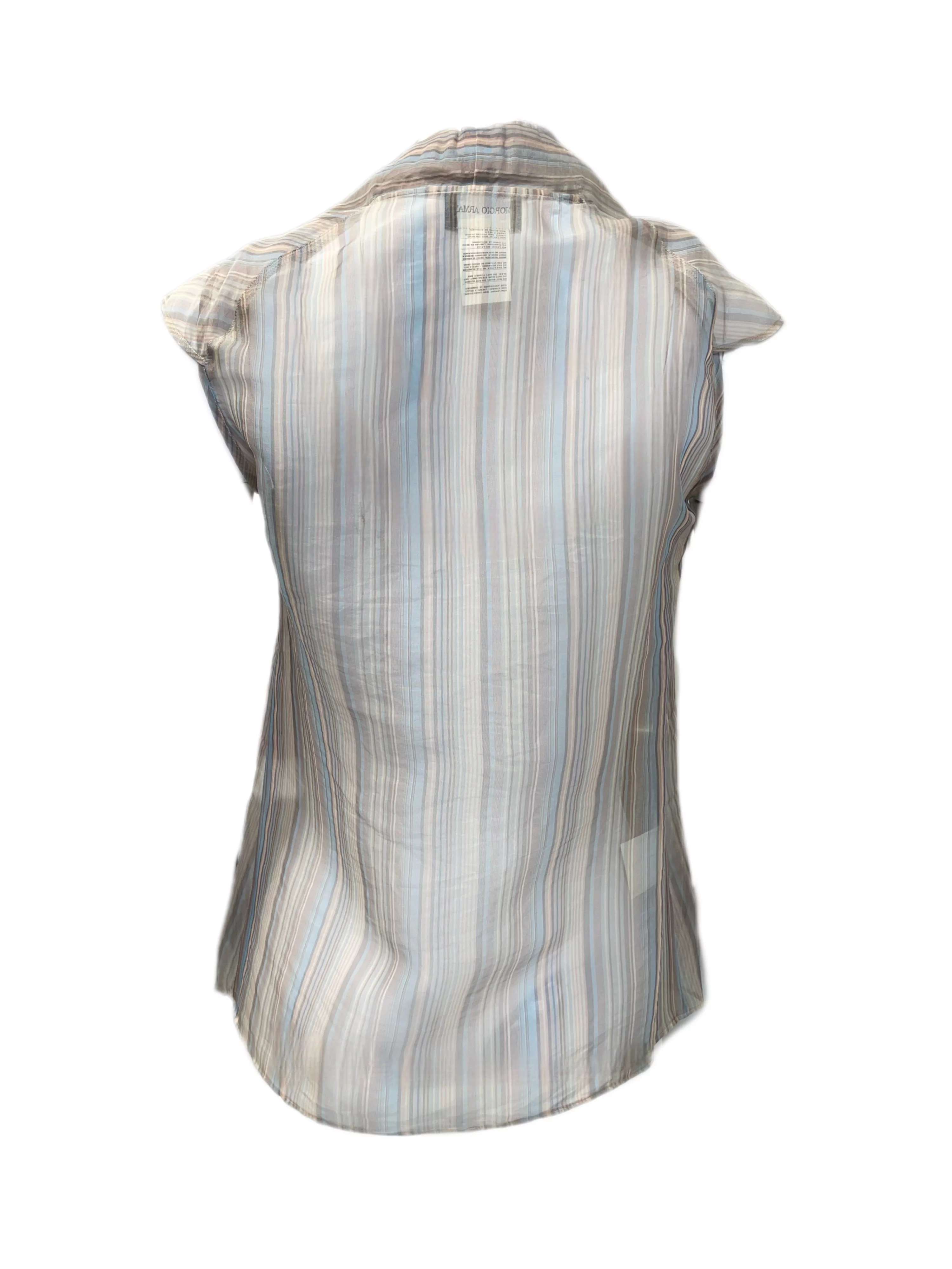 Giorgio Armani Women's Striped Silk Blouse IT 36 Beige & Blue