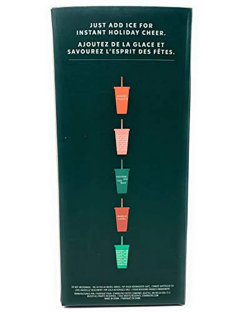 Limited Edition Holiday 2019 Starbucks Reusable Cold Cups With Lids & Straws 5 Pack 24 Ounces Tumbler