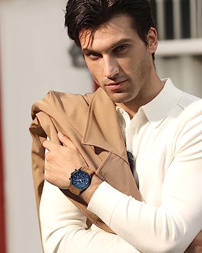 BENYAR Mens Watch Analog Quartz Movement Chronograph Waterproof Luminous Date Stylish Casual Wrist Watches with Stainless Steel Bracelets Elegant Gift for Men