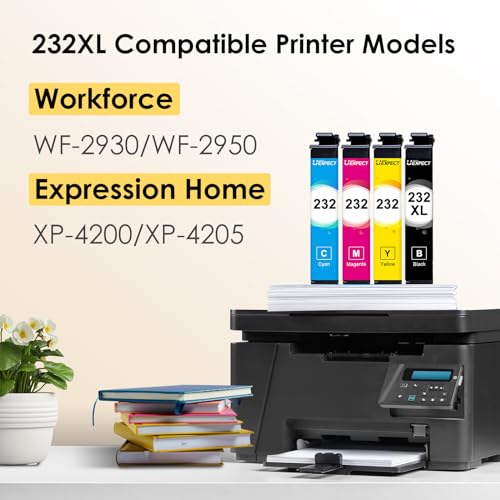 232XL Ink Cartridges Combo Pack Replacement for Epson 232XL 232 Ink Cartridges for Epson Printer Workforce WF-2930 WF-2950 Expression Home XP-4200 XP-4205 (Black/Cyan/Magenta/Yellow) 4P Ink 232