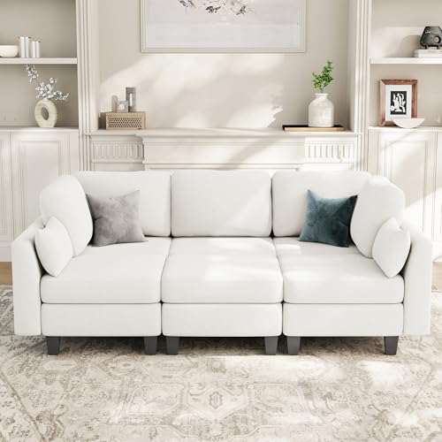 Sectional Sleeper Sofa, 6 Seaters Dark Grey Modular Sleeper Sofa Couch, Comfy Sectionals Couches Bed, Convertible Sofas with Ottomans, Modular Sectional Couches for Living Room