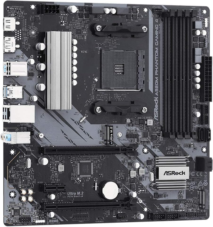 ASRock A520M Phantom Gaming 4 AM4 AMD A520 SATA 6Gb/s Micro ATX AMD Motherboard