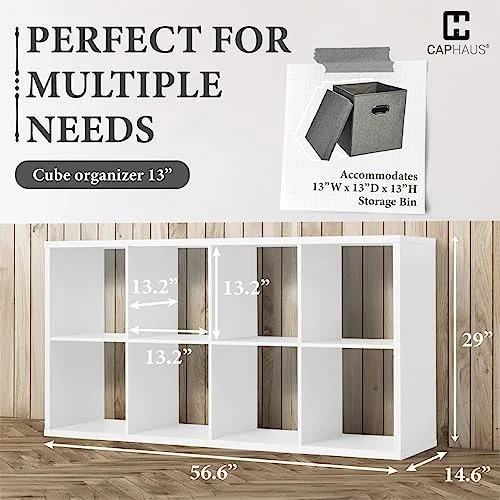 GEROBOOM Sturdy Room 13-Inch Cube  Organizer   with Extra Thick Exterior Edge  Open   Divider  Bookcase  6-Cube / 8-Cube / 9-Cube  Colors Available in Rustic Grey Oak and White