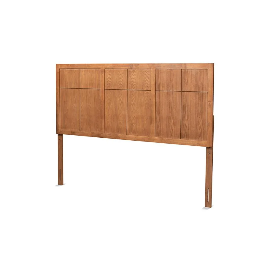 Monroe Modern Transitional and Rustic Ash Walnut Finished Wood King Size Headboard