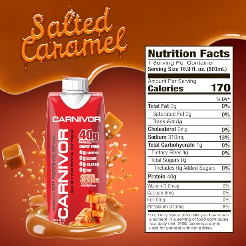 MuscleMeds Carnivor Ready to Drink Protein, Lactose Free, Sugar Free, 40g Isolate Protein, Muscle Building, Recovery, RTD, Chocolate 16.9 Fl Oz (Pack of 12)