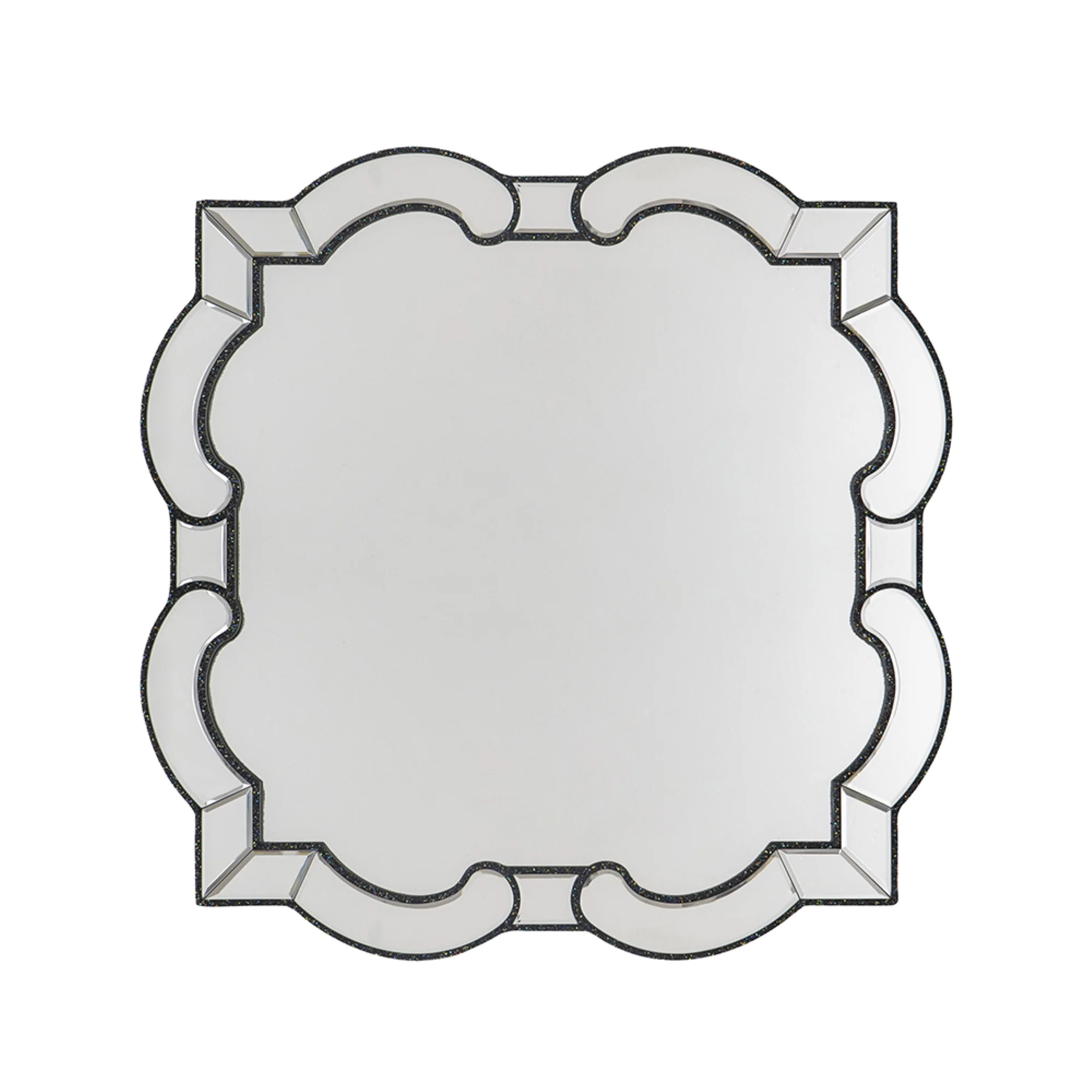 CC Home Furnishings Scalloped Design Wall Mirror - 2.5' - Clear and Black