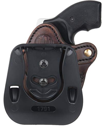 1791 Gunleather J-Frame Revolver Paddle Holster - OWB CCW Holster - Right Handed Leather Gun Holster for Belts - Fits All J-Frame Revolvers Including S&W and Ruger LCR not Taurus