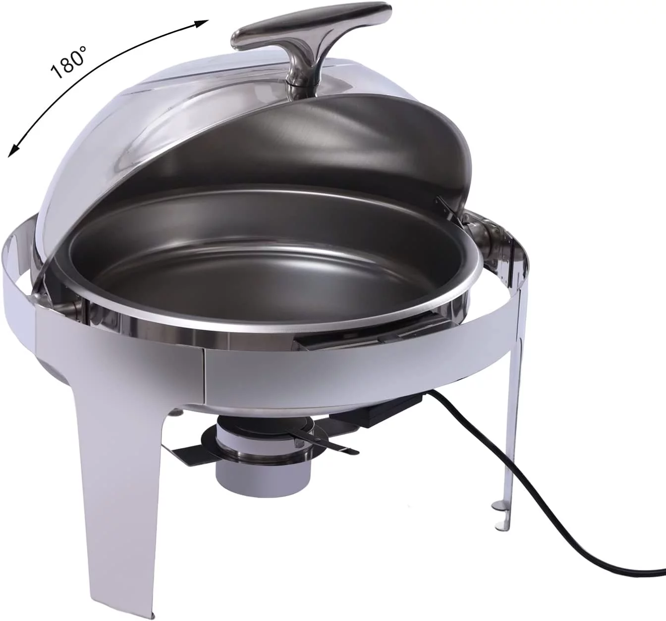 OUKANING 6L/6.3qt Round Chafing Dish Set Stainless Steel Chafer and Food Warmer Gourmet Buffet Catering 55-85℃ 110V