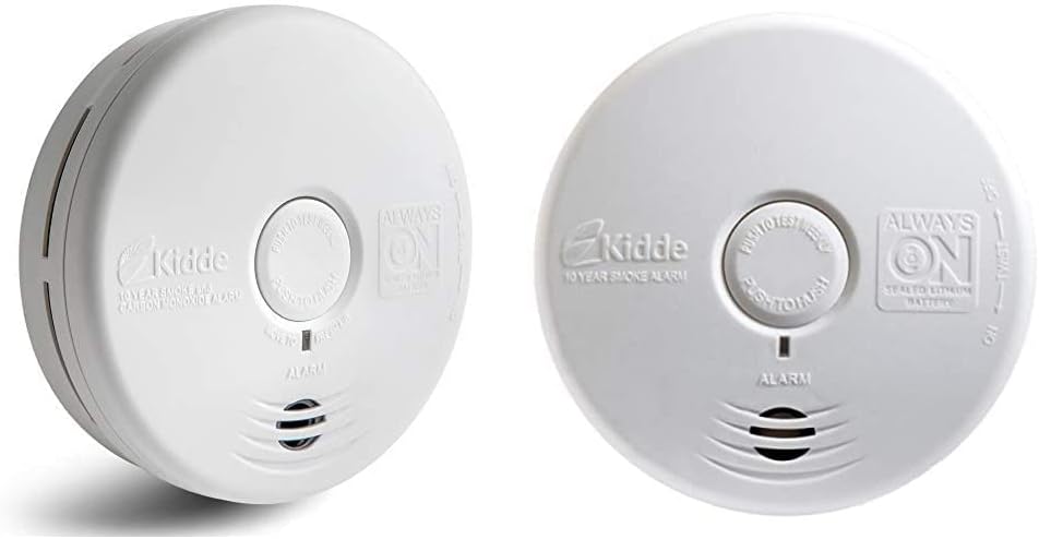 Kidde Kitchen Smoke Detector & Carbon Monoxide Detector Combo with Long-Life Lithium Battery and Smoke Detector, Long-Life Lithium Battery Powered Smoke Alarm with Hush Button