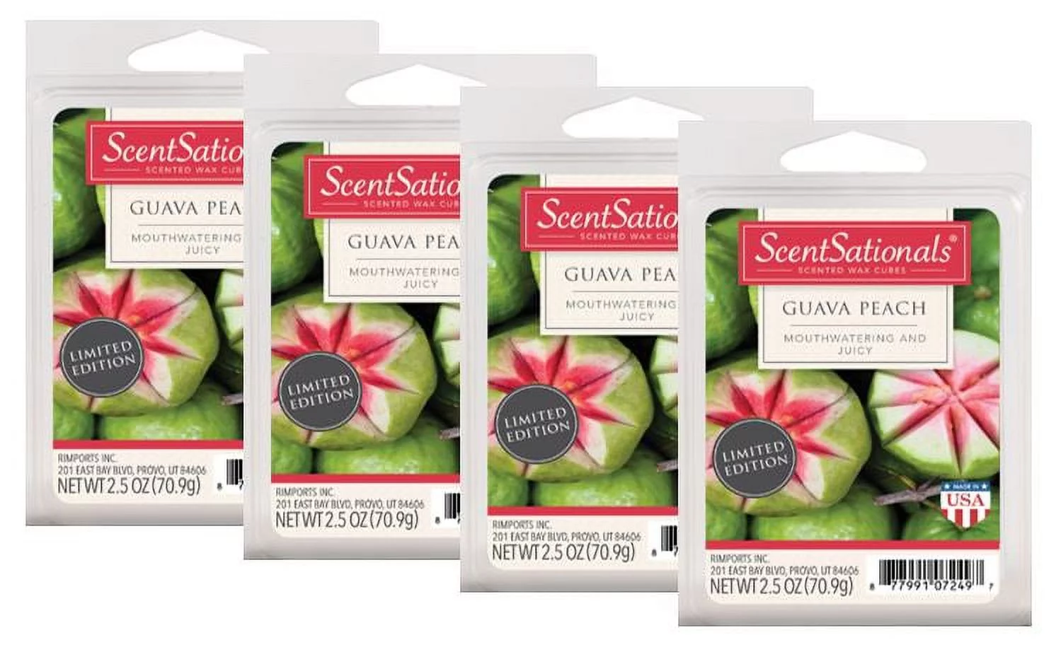 Guava Peach Scented Wax Melts, ScentSationals, 2.5 oz (4-Pack)