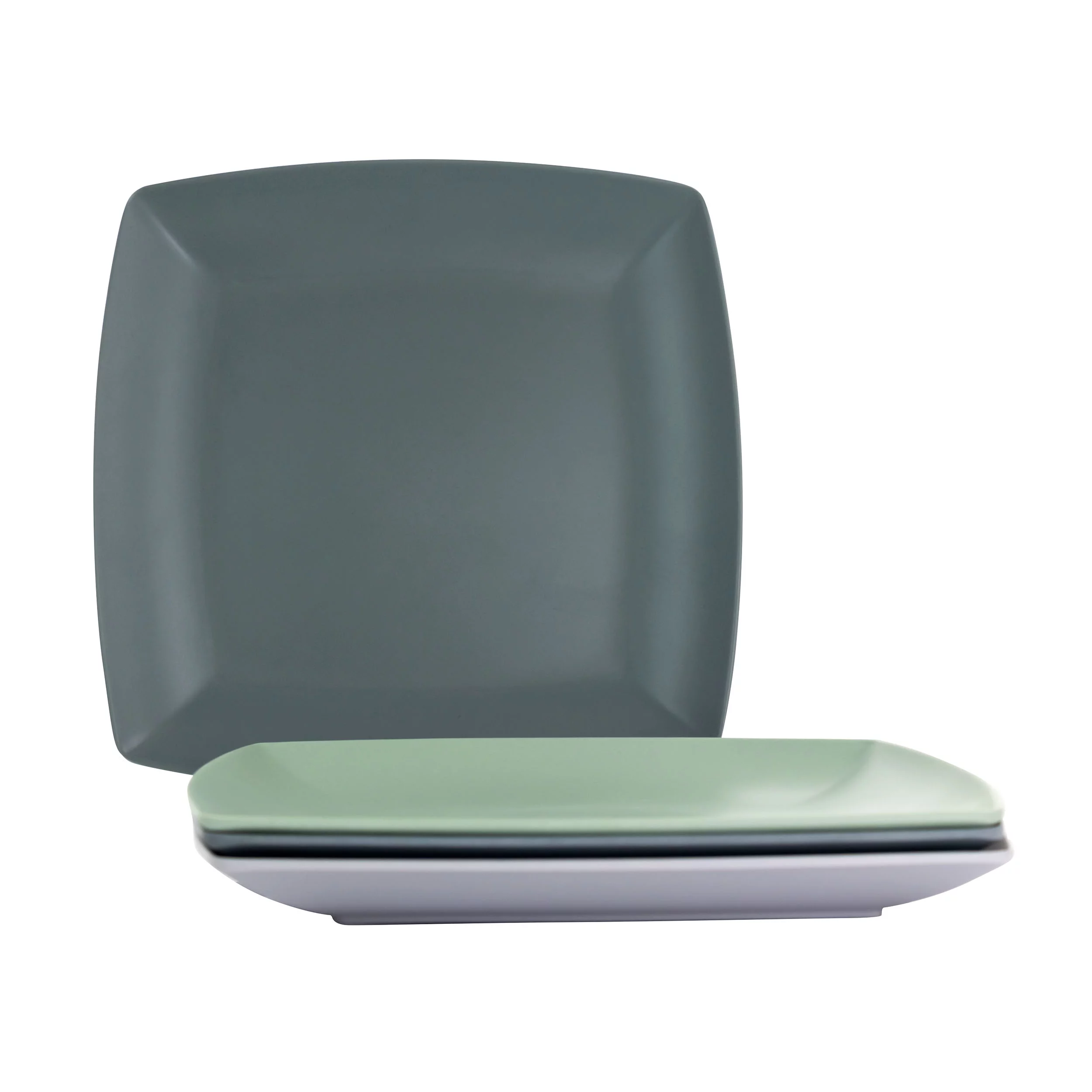 Grayson 4 Piece 10.5 Inch Square Melamine Dinner Plate Set in Assorted Colors