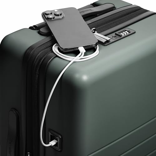 Traveler's Choice Markham Hardside Expandable Luggage with Double Spinner Wheels, Carry-On 21-Inch Suitcase, Green