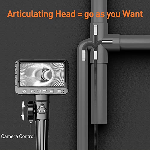 10FT Articulating Borescope, Inspection Camera with 0.33in Two-Way Steering Snake Camera, Waterproof 1080P Endoscope with Light for Mechanics Electriction Wall Pipe Inspection