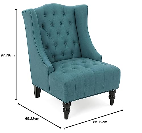 Christopher Knight Home Toddman High-Back Fabric Club Chair, Dark Blue 33.75D x 27.25W x 38.5H in