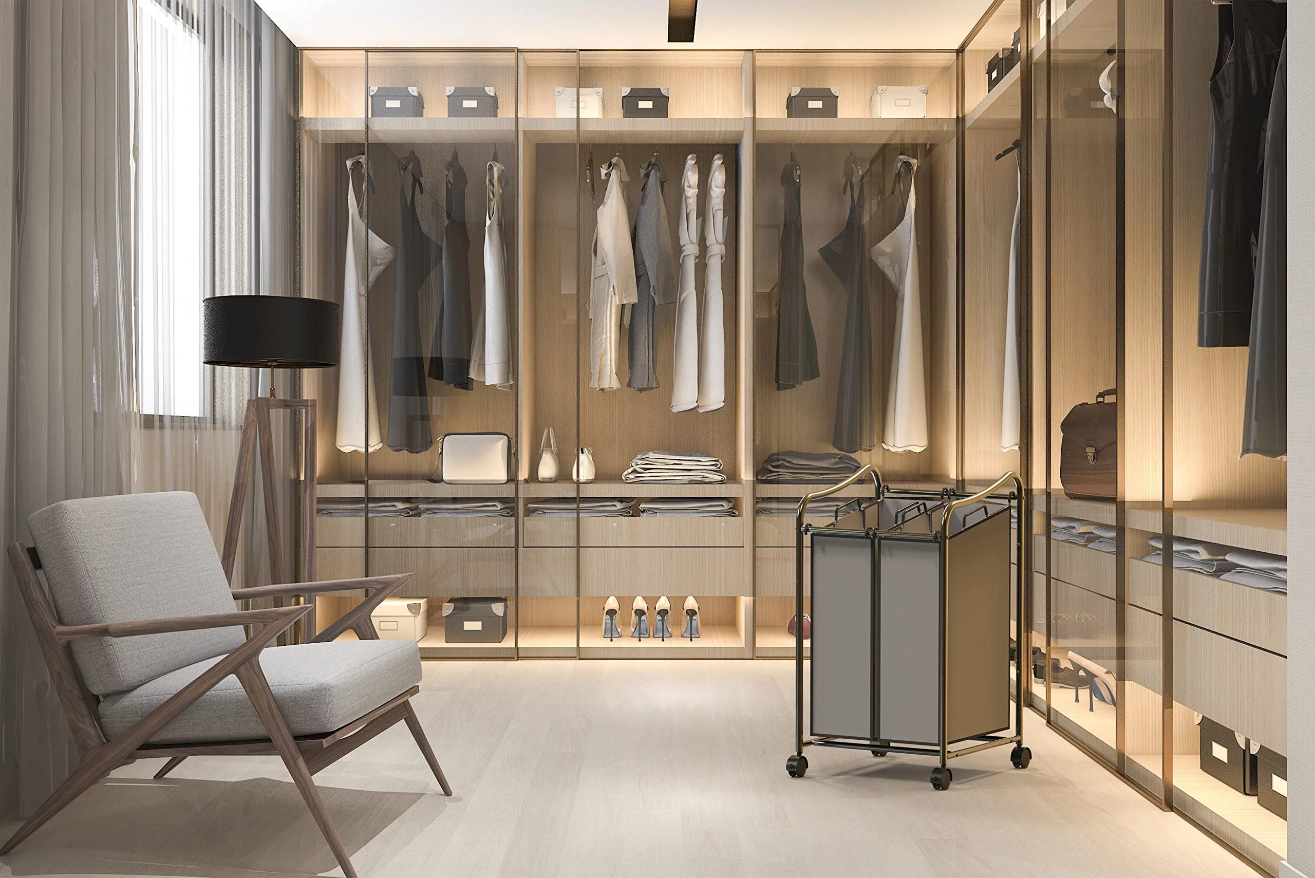 SHW 2 BAGS LAUNDRY SORTER, DARK GREY