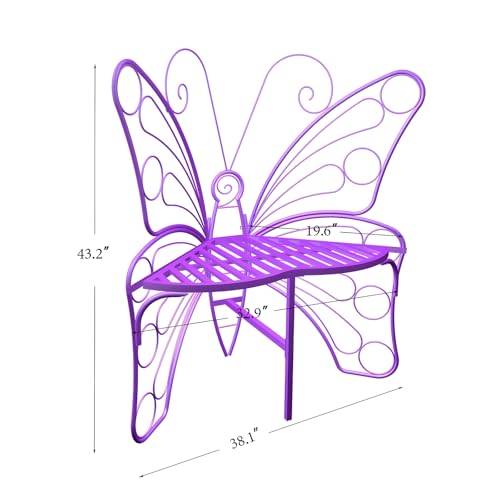 Butterfly Shaped Outdoor Bench, Black Garden Bench with Sturdy Stable Metal Frame, Outdoor Metal Chair Butterfly Bench for Garden, Yard, Balcony, Lawn(Black/Small)