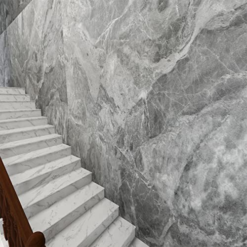 Extra Wide Countertop Contact Paper Marble Peel and Stick Wallpaper Grey Thicken Matte 31.5x354inch Gray Kitchen Peel and Stick Countertops Bathroom Self-adhesive Waterproof Marble Vinyl Wrap