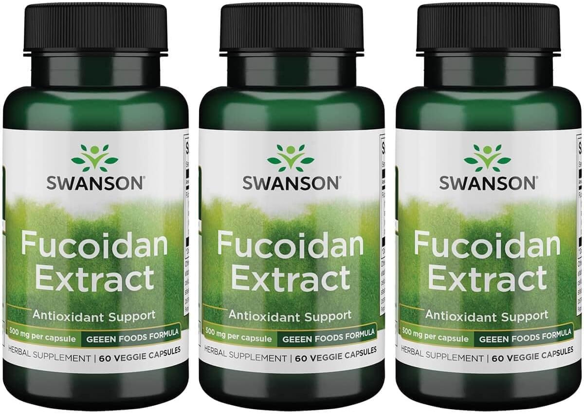 Swanson Maximum Strength Fucoidan Extract - Herbal Supplement Promoting Immune System Function - Natural Formula Supporting Overall Health - (60 Veggie Capsules, 500mg Each) (3 Pack)