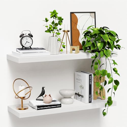 Floating Shelves for Wall, Nature Wood Wall Shelf Set of 3, 16